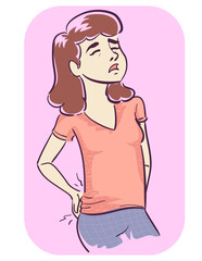 Girl Back Pains Illustration