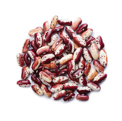 A pile of beans isolated in white background. Top view.