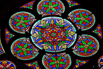 Stained glass windows in the Saint Eugene - Saint Cecilia Church, Paris, France 