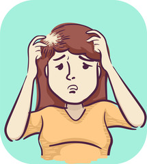 Girl Hair Loss Symptom Illustration