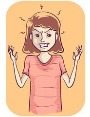 Girl Irritated Illustration