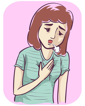 Girl Shortness Breath Illustration