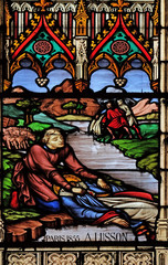 Scenes from the life of Saint Eugene, stained glass windows in the Saint Eugene - Saint Cecilia Church, Paris, France 