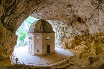 valadier temple in the regional park of gola della rossa, marche, italy