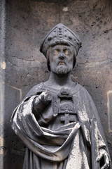 Saint Nicholas, statue on the portal of the Saint Nicholas des Champs Church, Paris, France