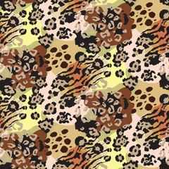 Vector abstract seamless pattern with animal skin motifs.