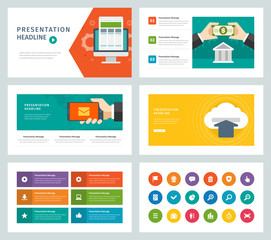 Fototapeta na wymiar Business presentation templates flat design vector infographic icons and elements.