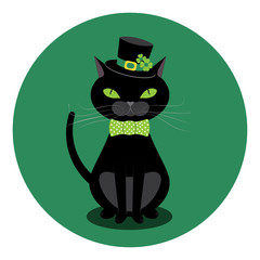 Black cat with shamrock