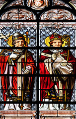 Saint Gregory and Saint Isidore, stained glass window in the Saint Augustine church in Paris,...