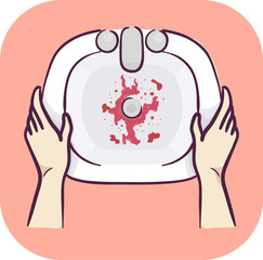 Hands Blood Vomit Sink Illustration