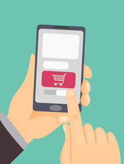 Hand Shopping Cart Mobile Illustration