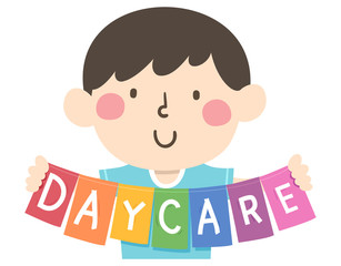 Kid Hold Daycare Illustration