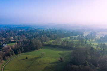 aerial view of  Spring countryside sunset,Northern Ireland