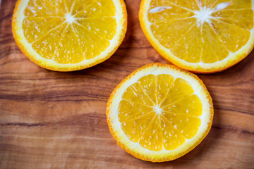 Juicy orange in a cut.