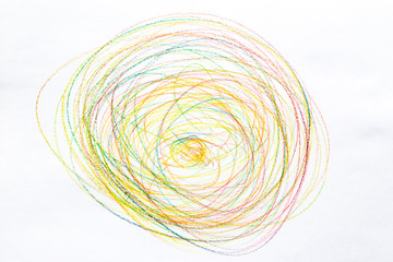 colorfull crayon circles on paper drawing background texture