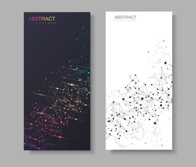 Set of abstract posters with colorful network pattern.