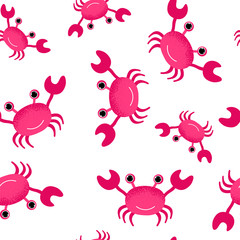 Happy crabs, Seamless nautical pattern with cute crabs vector illustration