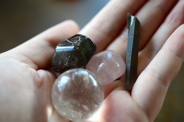 Garnet, Smokey Quartz, Rose Quartz, and Clear Quartz Sphere. Crystal variety pack, witchcraft spell...