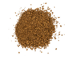 Brown granulated coffee on a white background