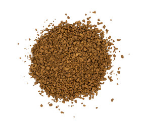Brown granulated coffee on a white background
