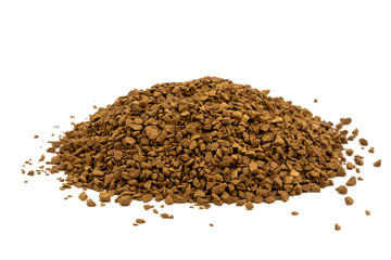 Brown granulated coffee on a white background