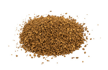 Brown granulated coffee on a white background