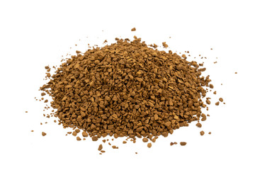 Brown granulated coffee on a white background