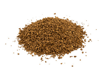 Brown granulated coffee on a white background