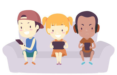 Kids Mobile Phone Play Games Illustration