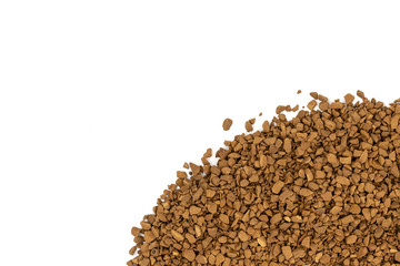 Brown granulated coffee on a white background