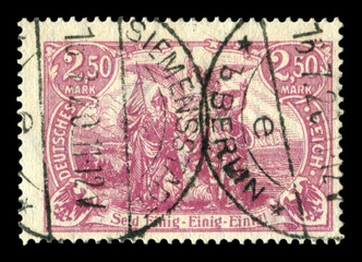 GERMANY - 16 July 1920: German historical stamp: The Unification of North and South Germany with...