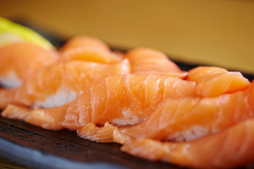 Fresh salmon sushi 