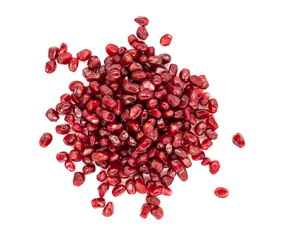 Peeled red pomegranate on white background