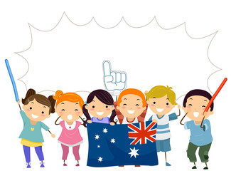 Stickman Kids Australian Cheer Speech Bubble