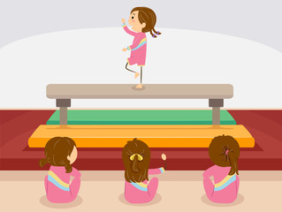 Stickman Kids Girls Watch Practice Gymnastics