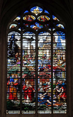 Healing the paralytic, stained glass windows in the Saint Gervais and Saint Protais Church, Paris, France 