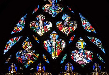 Scenes from the Passion of Christ, stained glass windows in the Saint Gervais and Saint Protais...