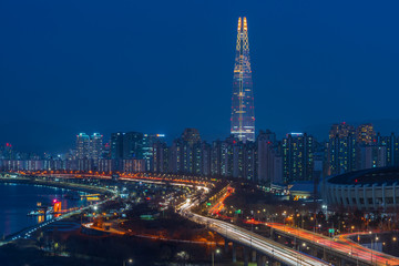 Fototapeta na wymiar Seoul Cityscape at Night,South Korea.