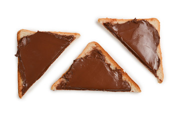 Сhocolate paste sandwich isolated on white background.