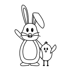 happy easter rabbit and chick