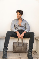 Fashion portrait of young handsome man.