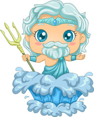 Kid Boy Poseidon Illustration