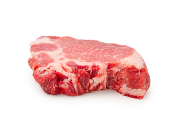 Raw pork isolated on white background.