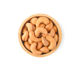 Roasted cashew nut on white background