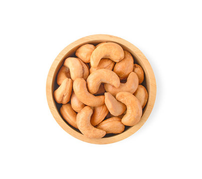 Roasted cashew nut on white background