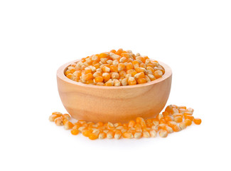 Dried corn kernels on white background