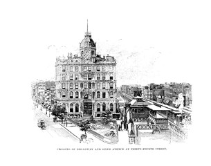 Fototapeta premium New York city. Engraving illustration