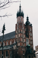 St. Mary's Basilica in winter in Cracow, Poland