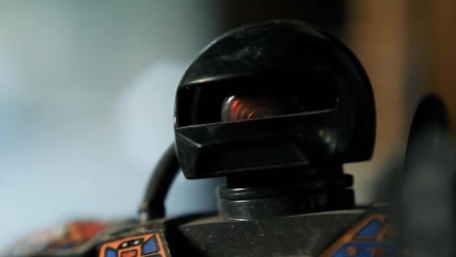 Vintage Toy Robot. Close Up of the Head.