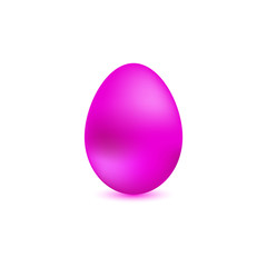Colored pink chicken egg on white isolated background. Design element. Easter. Pink metal egg. Vector illustration